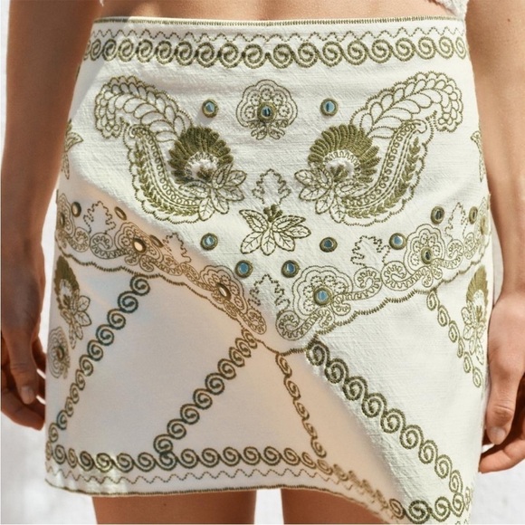 Zara Dresses & Skirts - New ZARA Embroidered Mirrored Mini Skirt
